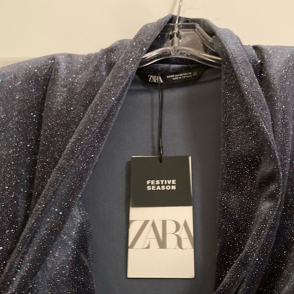 Zara Grey Silver Glitter Shimmer Velvet Bodycon Ruched Dress Blogger’s Favorite! - Picture 6 of 11